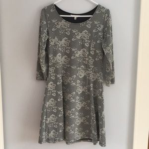 JACK gray rose printed long sleeve dress